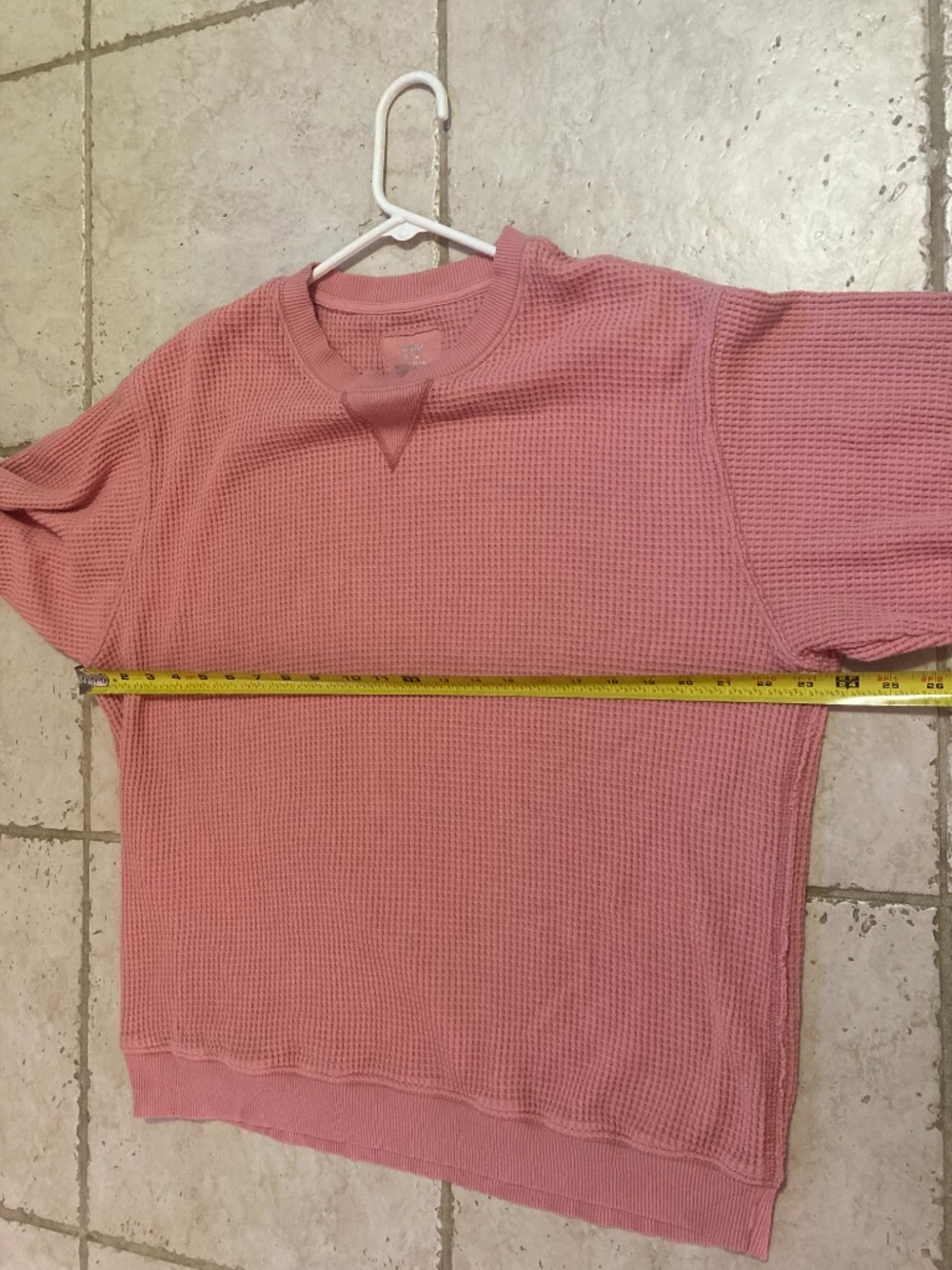 Aerie Pink Waffle Knit Sweatshirt Pullover Size Medium - Picture 6 of 8